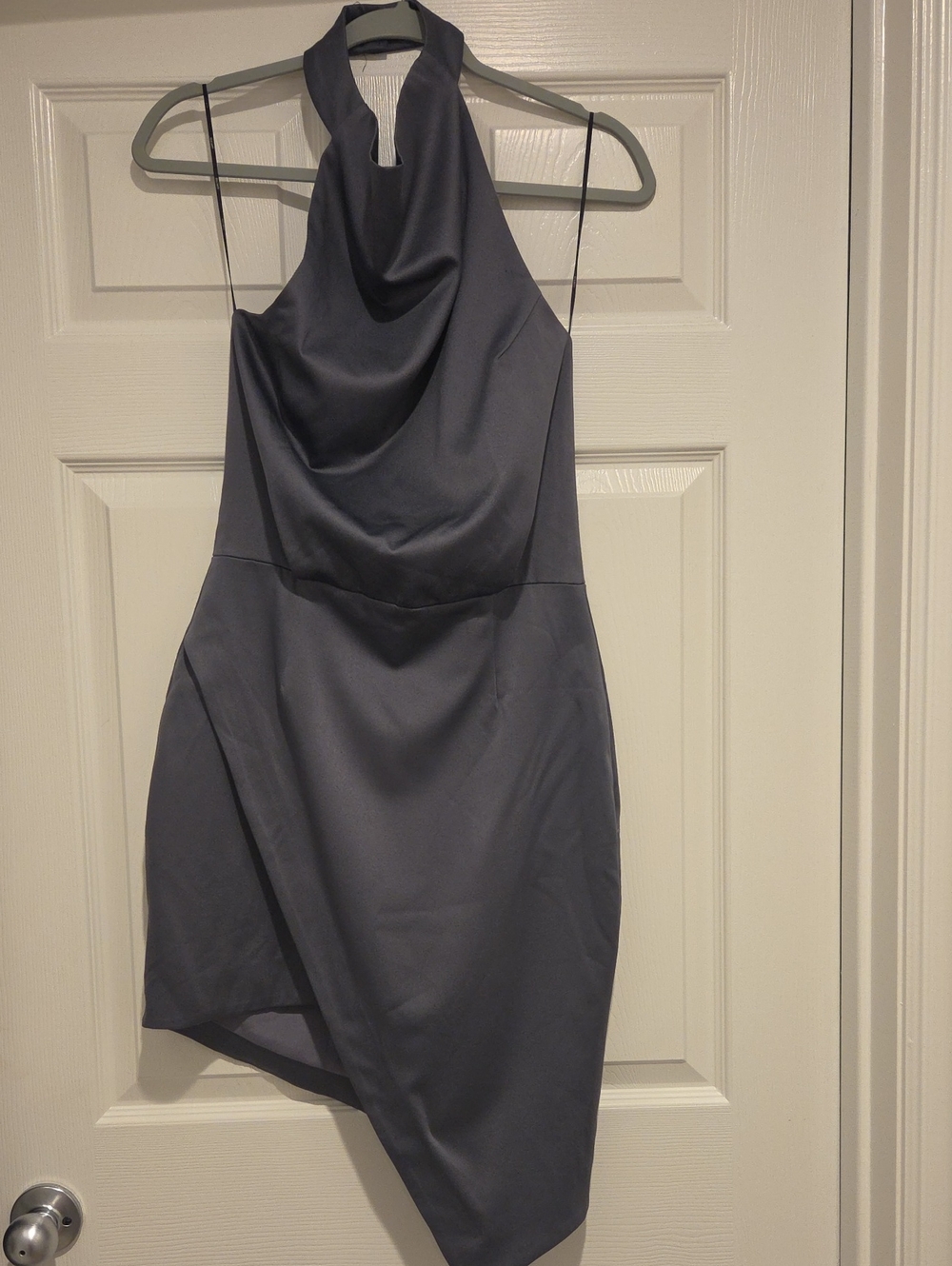 Elliatt X Revolve Camo Slate Gray Sleeveless Asymmetrical Cowl Neck Dress